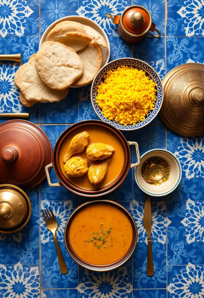 Moroccan dishes made with saffron, including chicken tagine and saffron rice